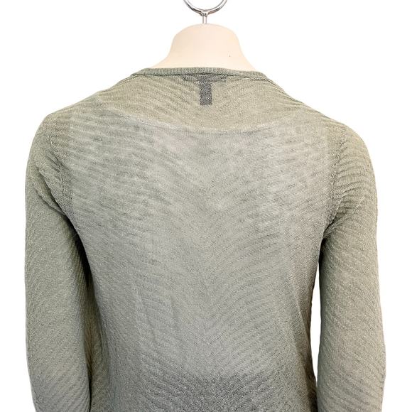 EILEEN FISHER Hemp Blend Textured Knit Long Open Cardigan in Sage Green SZ XS - Picture 5 of 10